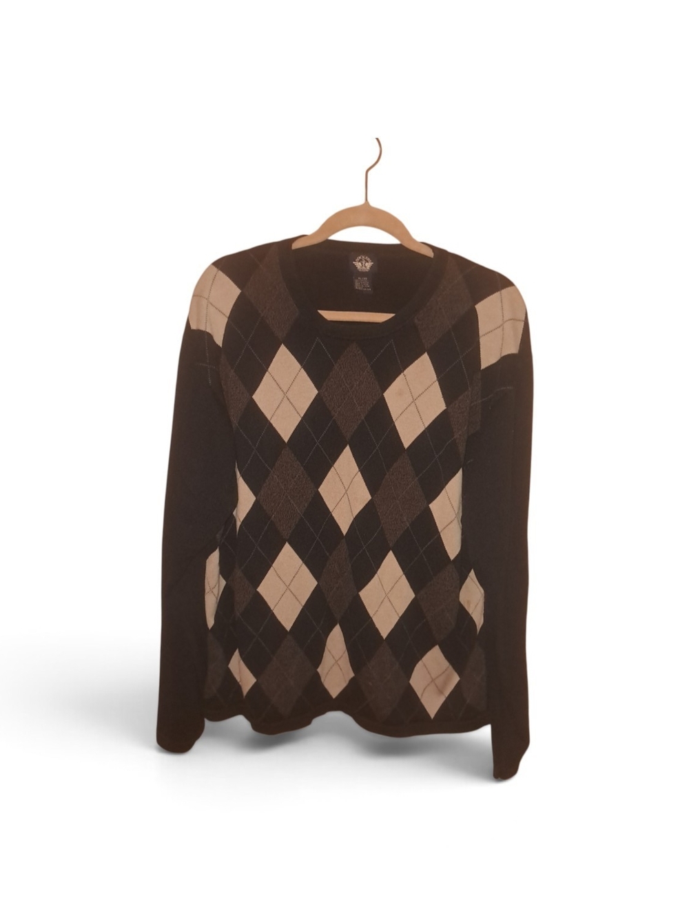 Dockers Women's Argyle Crewneck Sweater - Black & Cream